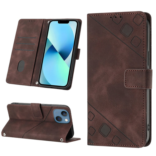 For iPhone 15 Skin-feel Embossed Leather Phone Case(Brown) - HoMEdemic™ 