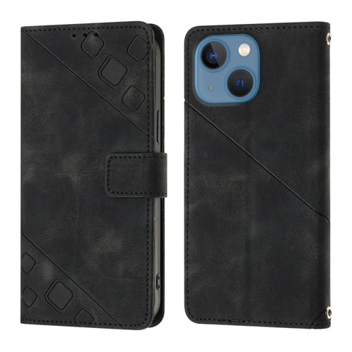 For iPhone 15 Skin-feel Embossed Leather Phone Case(Black) - HoMEdemic™ 