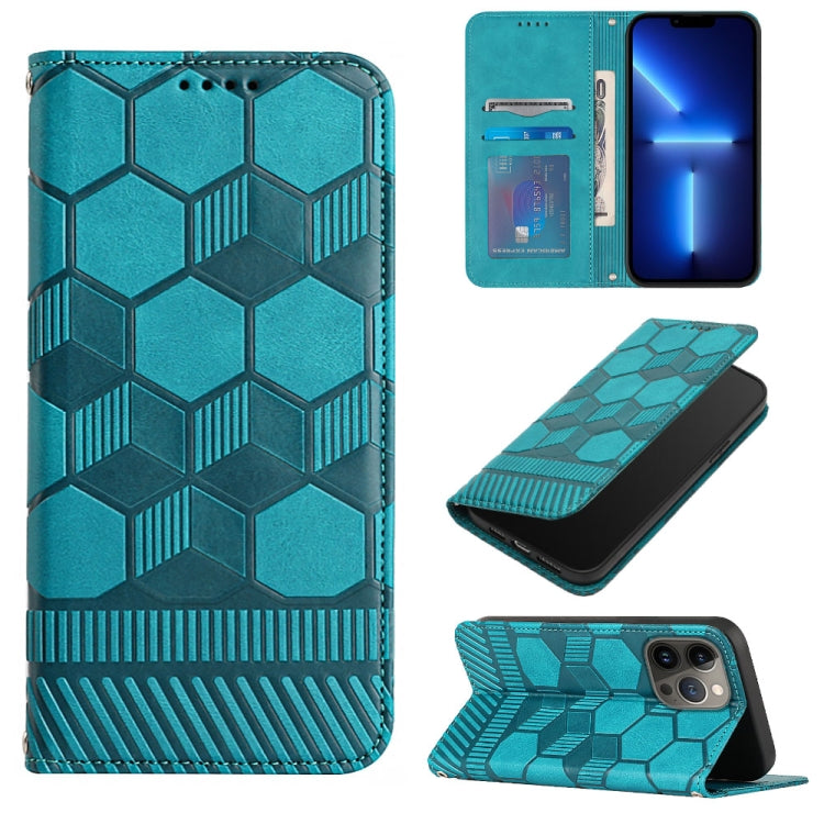 For iPhone 15 Pro Football Texture Magnetic Leather Flip Phone Case(Light Blue) - HoMEdemic™ 