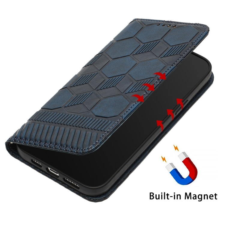 For iPhone 15 Pro Football Texture Magnetic Leather Flip Phone Case(Dark Blue) - HoMEdemic™ 