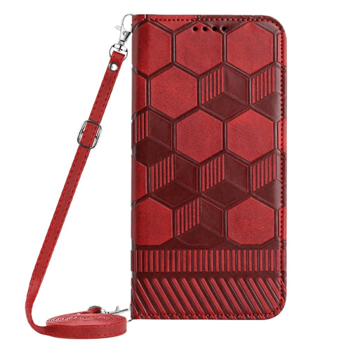 For iPhone 15 Pro Max Crossbody Football Texture Magnetic PU Phone Case(Red) - HoMEdemic™ 