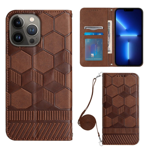 For iPhone 15 Pro Max Crossbody Football Texture Magnetic PU Phone Case(Brown) - HoMEdemic™ 