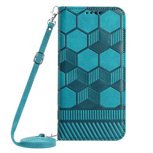 For iPhone 15 Pro Max Crossbody Football Texture Magnetic PU Phone Case(Light Blue) - HoMEdemic™ 