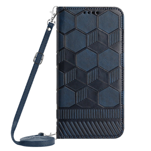 For iPhone 15 Pro Max Crossbody Football Texture Magnetic PU Phone Case(Dark Blue) - HoMEdemic™ 