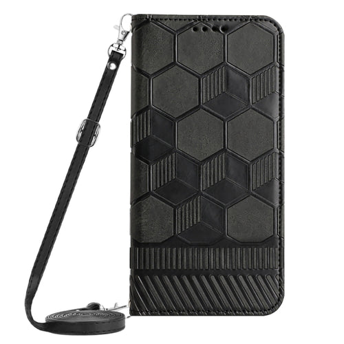 For iPhone 15 Pro Max Crossbody Football Texture Magnetic PU Phone Case(Black) - HoMEdemic™ 