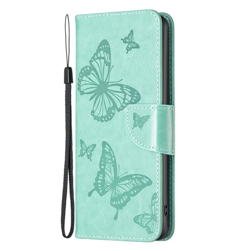 For iPhone 15 Pro Max Embossing Two Butterflies Pattern Leather Phone Case(Green) - HoMEdemic™ 