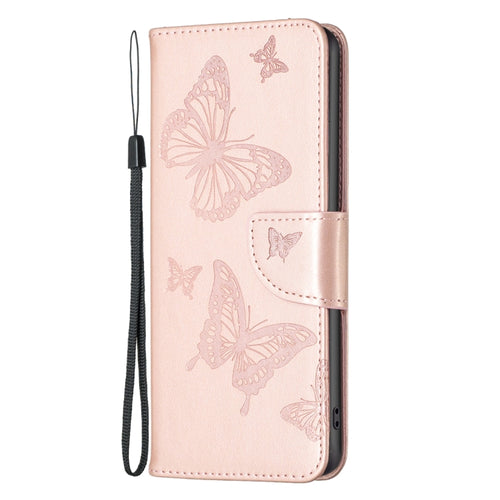 For iPhone 15 Pro Max Embossing Two Butterflies Pattern Leather Phone Case(Rose Gold) - HoMEdemic™ 