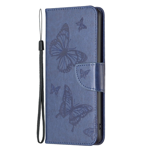 For iPhone 15 Pro Max Embossing Two Butterflies Pattern Leather Phone Case(Blue) - HoMEdemic™ 