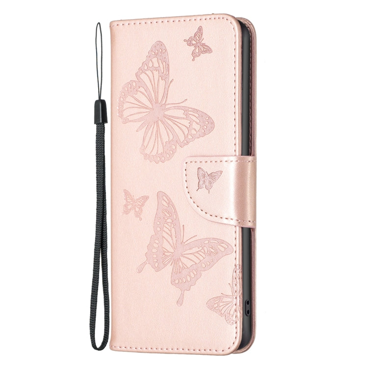For iPhone 15 Pro Embossing Two Butterflies Pattern Leather Phone Case(Rose Gold) - HoMEdemic™ 