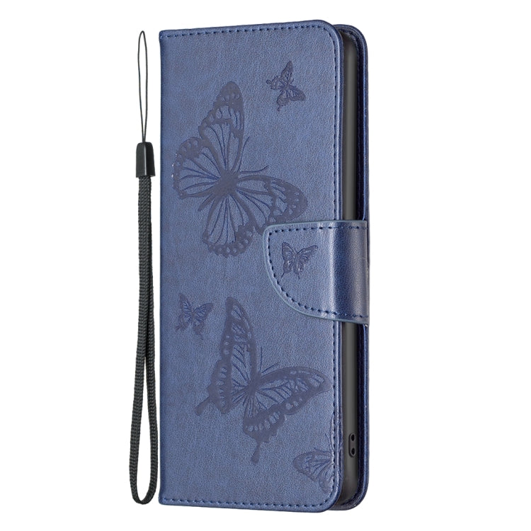 For iPhone 15 Pro Embossing Two Butterflies Pattern Leather Phone Case(Blue) - HoMEdemic™ 