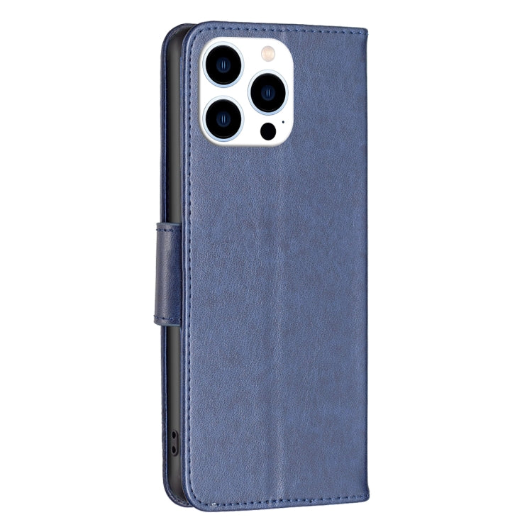 For iPhone 15 Pro Embossing Two Butterflies Pattern Leather Phone Case(Blue) - HoMEdemic™ 