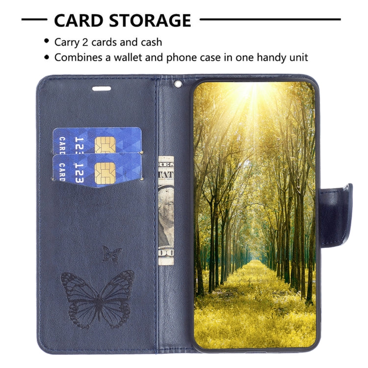 For iPhone 15 Pro Embossing Two Butterflies Pattern Leather Phone Case(Blue) - HoMEdemic™ 