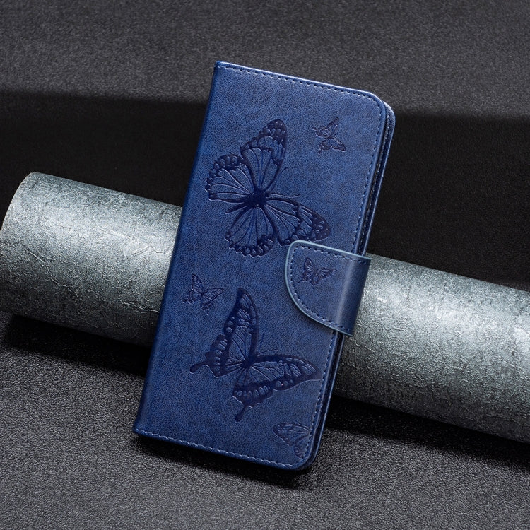 For iPhone 15 Pro Embossing Two Butterflies Pattern Leather Phone Case(Blue) - HoMEdemic™ 