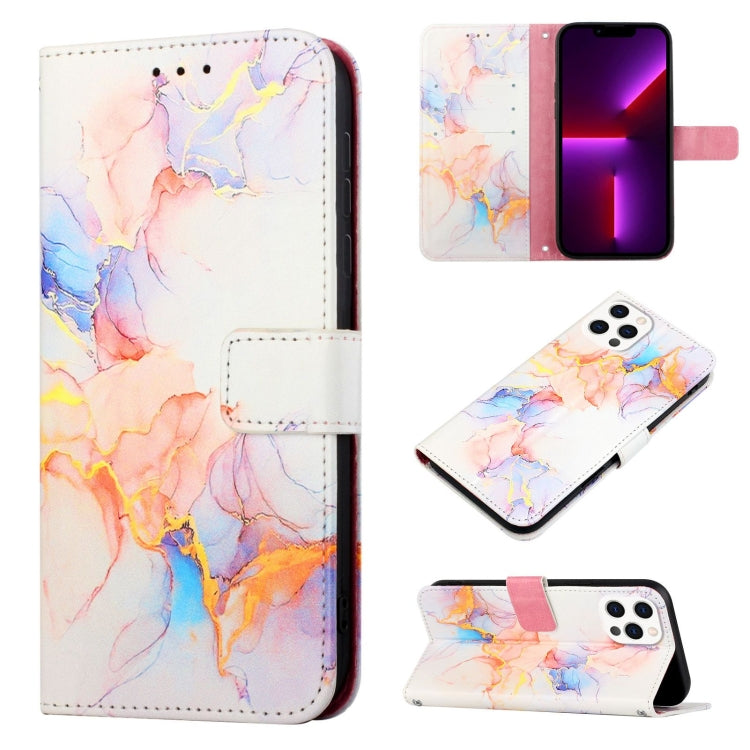 For iPhone 15 Pro PT003 Marble Pattern Flip Leather Phone Case(Galaxy Marble White) - HoMEdemic™ 