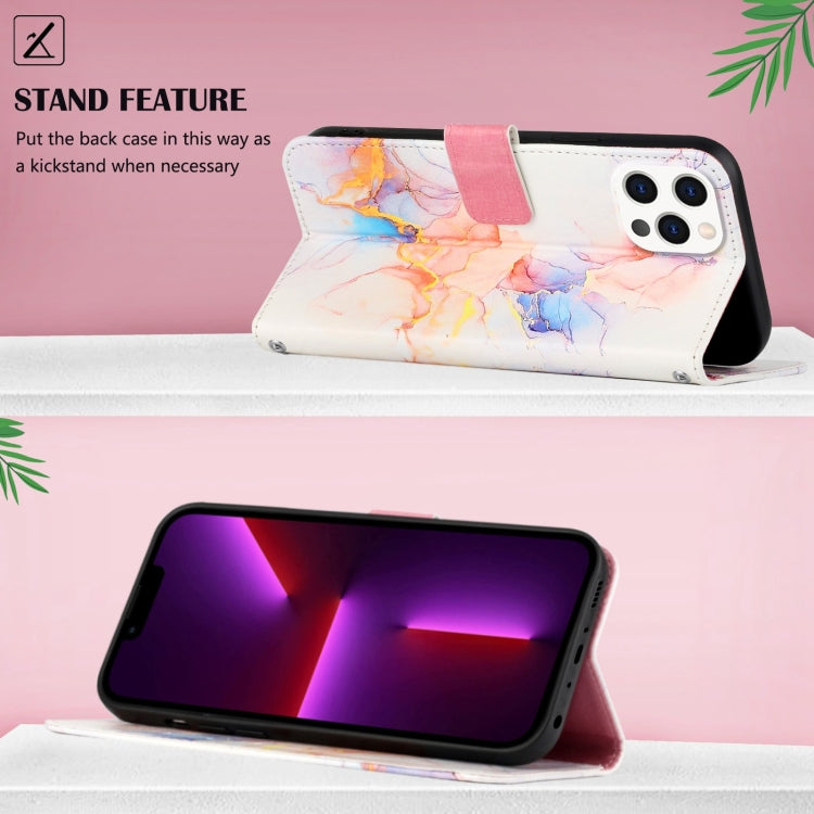 For iPhone 15 Pro PT003 Marble Pattern Flip Leather Phone Case(Galaxy Marble White) - HoMEdemic™ 