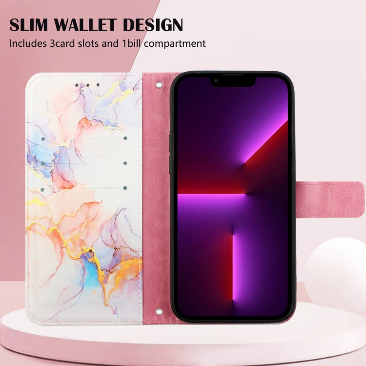 For iPhone 15 Pro PT003 Marble Pattern Flip Leather Phone Case(Galaxy Marble White) - HoMEdemic™ 