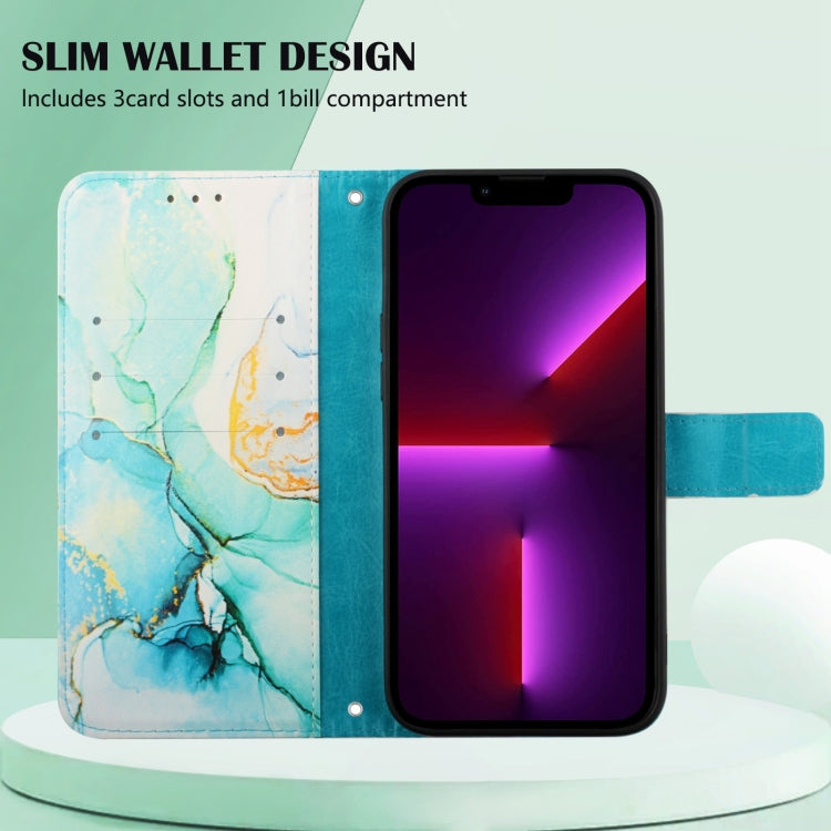 For iPhone 15 Pro PT003 Marble Pattern Flip Leather Phone Case(Green) - HoMEdemic™ 