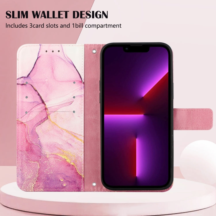 For iPhone 15 Pro PT003 Marble Pattern Flip Leather Phone Case(Pink Purple Gold) - HoMEdemic™ 