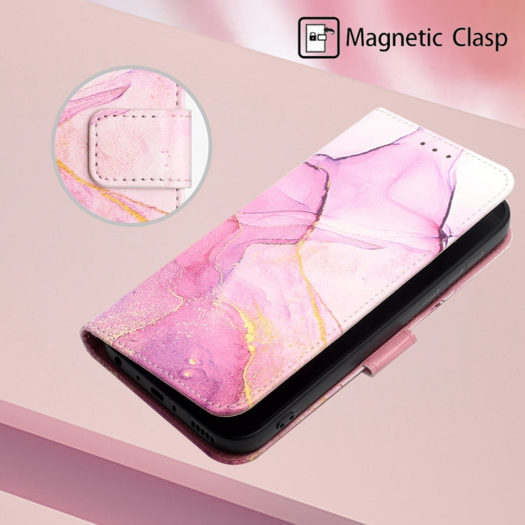 For iPhone 15 Pro PT003 Marble Pattern Flip Leather Phone Case(Pink Purple Gold) - HoMEdemic™ 