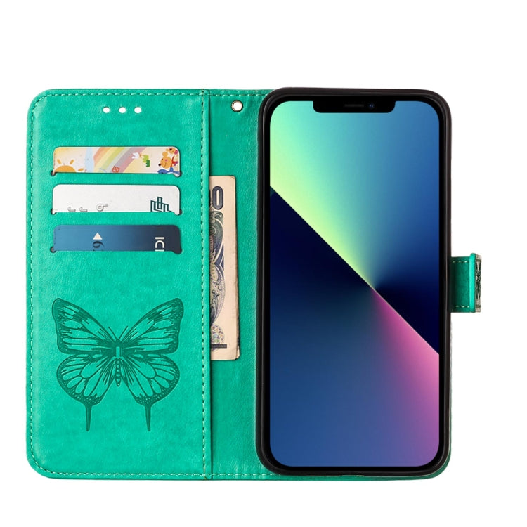 For iPhone 15 Pro Embossed Butterfly Leather Phone Case(Green) - HoMEdemic™ 
