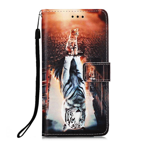 For iPhone 15 Pro Max Colored Drawing Pattern Plain Weave Leather Phone Case(Cats And Tigers) - HoMEdemic™ 