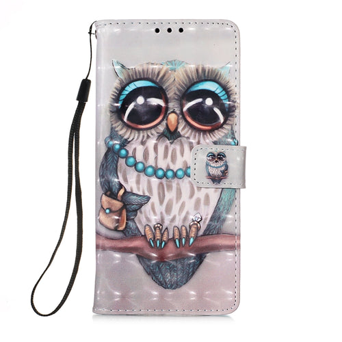 For iPhone 15 Pro Max 3D Painting Horizontal Flip Leather Phone Case(Grey Owl) - HoMEdemic™ 