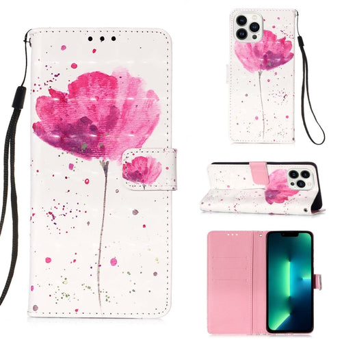 For iPhone 15 Pro Max 3D Painting Horizontal Flip Leather Phone Case(Flower) - HoMEdemic™ 