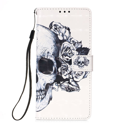 For iPhone 15 Pro Max 3D Painting Horizontal Flip Leather Phone Case(Skull) - HoMEdemic™ 