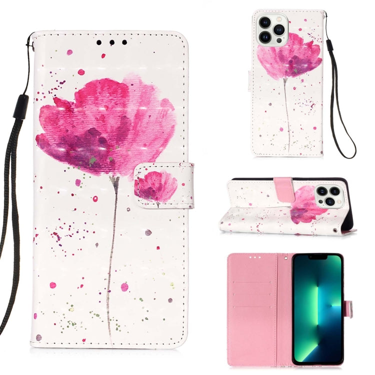For iPhone 15 Pro 3D Painting Horizontal Flip Leather Phone Case(Flower) - HoMEdemic™ 