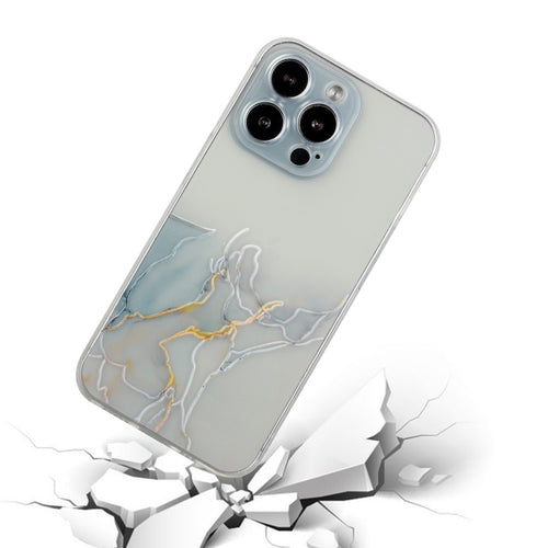 For iPhone 15 Pro Max Hollow Marble Pattern TPU Straight Edge Phone Case(Grey) - HoMEdemic™ 