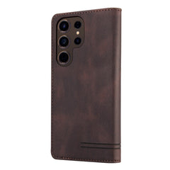 For Samsung Galaxy S24 Ultra 5G Skin Feel Anti-theft Brush Horizontal Flip Leather Case with Holder(Brown) - HoMEdemic™ 