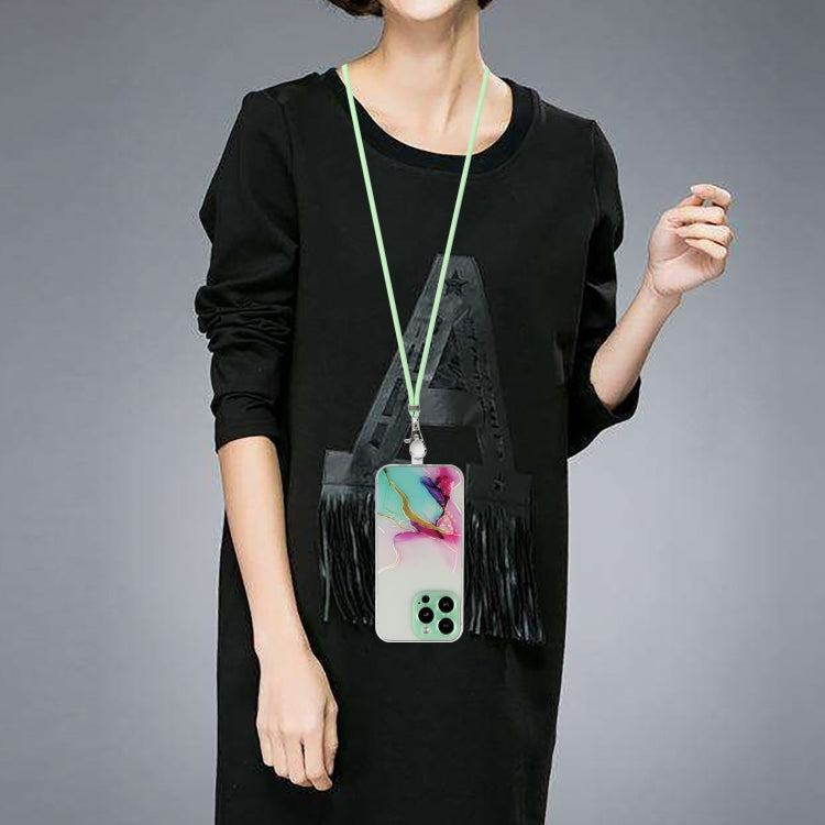 For iPhone 15 Pro Hollow Marble Pattern TPU Shockproof Phone Case with Rope(Green) - HoMEdemic™ 