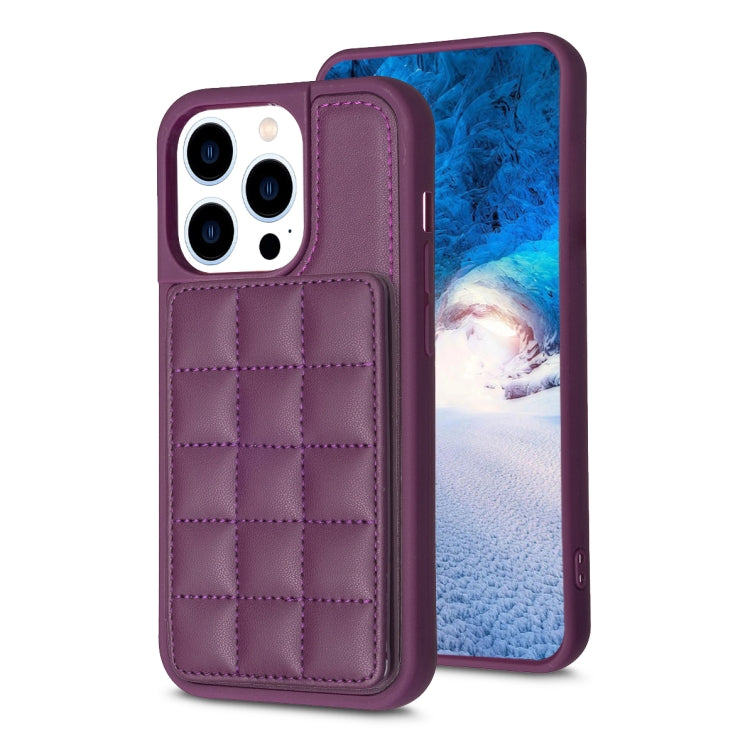 For iPhone 15 Pro Max Grid Card Slot Holder Phone Case(Dark Purple) - HoMEdemic™ 