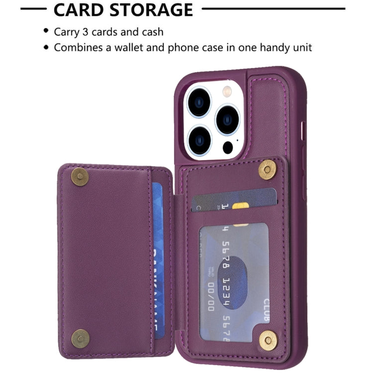 For iPhone 15 Pro Max Grid Card Slot Holder Phone Case(Dark Purple) - HoMEdemic™ 