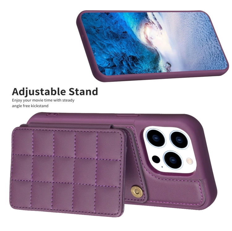For iPhone 15 Pro Max Grid Card Slot Holder Phone Case(Dark Purple) - HoMEdemic™ 