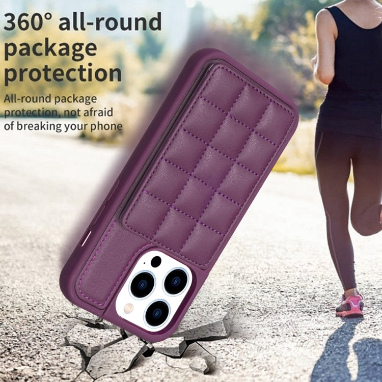 For iPhone 15 Pro Max Grid Card Slot Holder Phone Case(Dark Purple) - HoMEdemic™ 