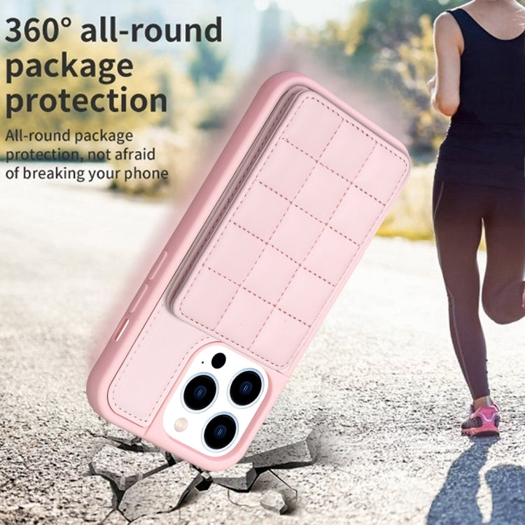 For iPhone 15 Pro Max Grid Card Slot Holder Phone Case(Pink) - HoMEdemic™ 