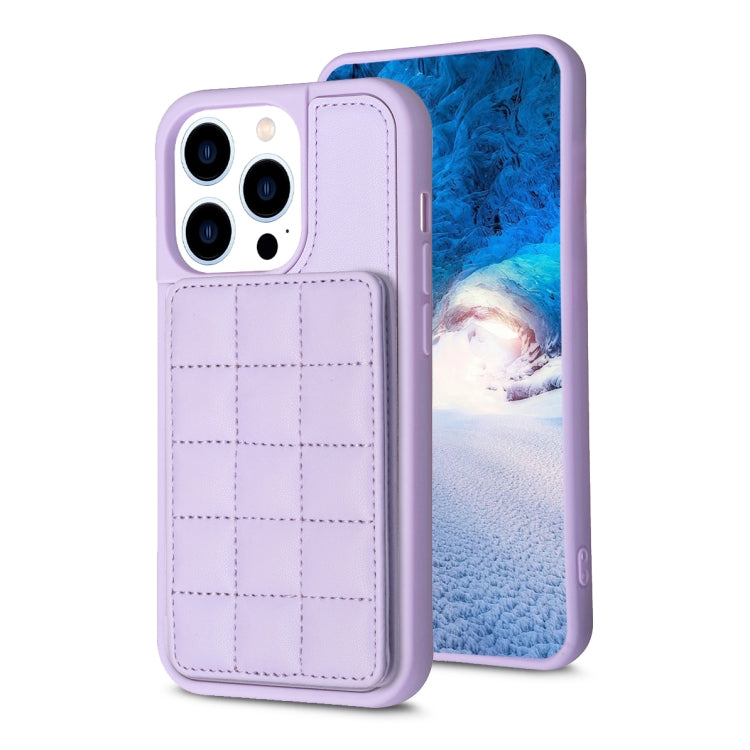 For iPhone 15 Pro Grid Card Slot Holder Phone Case(Light Purple) - HoMEdemic™ 