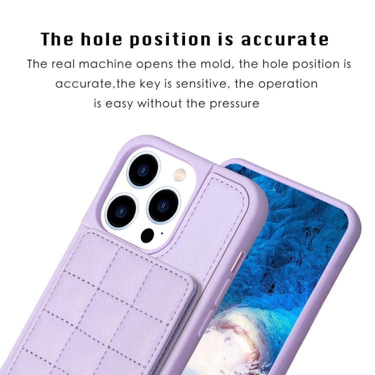 For iPhone 15 Pro Grid Card Slot Holder Phone Case(Light Purple) - HoMEdemic™ 