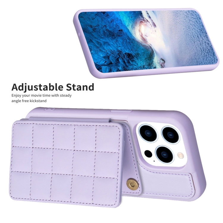 For iPhone 15 Pro Grid Card Slot Holder Phone Case(Light Purple) - HoMEdemic™ 