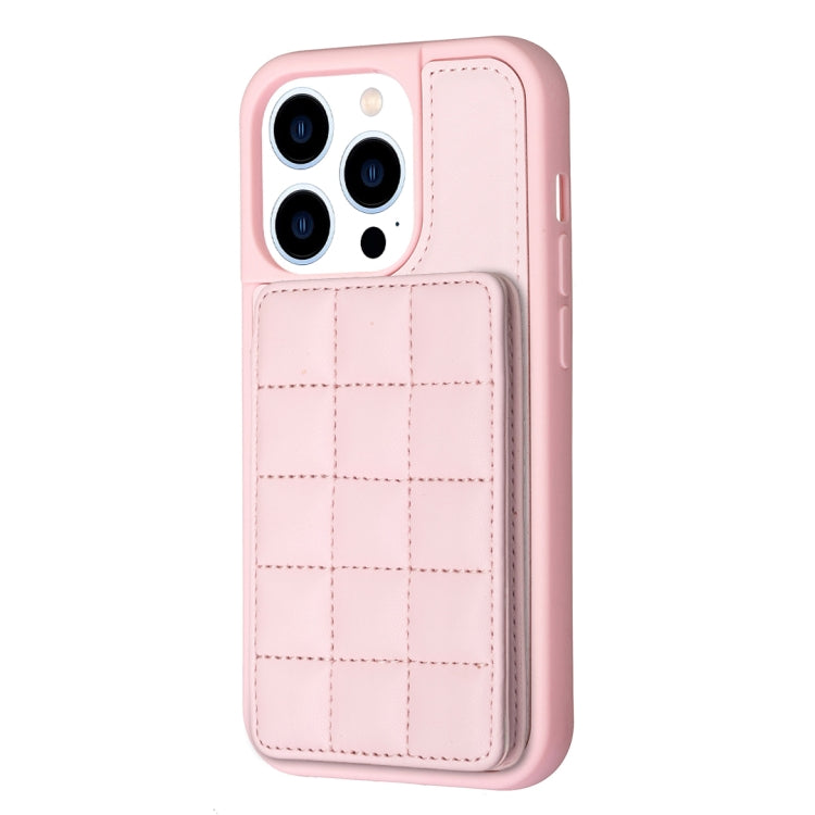 For iPhone 15 Pro Grid Card Slot Holder Phone Case(Pink) - HoMEdemic™ 
