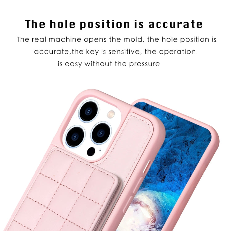 For iPhone 15 Pro Grid Card Slot Holder Phone Case(Pink) - HoMEdemic™ 