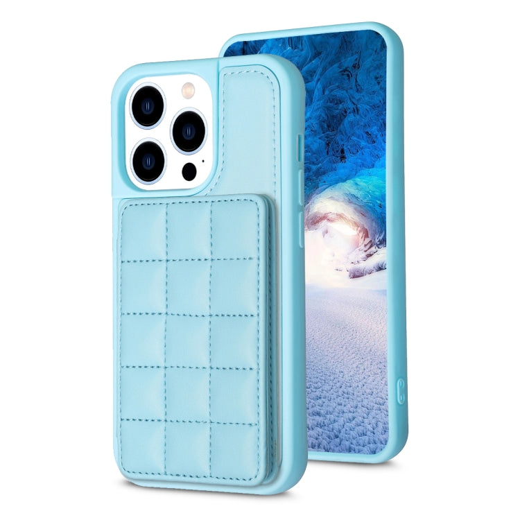 For iPhone 15 Pro Grid Card Slot Holder Phone Case(Blue) - HoMEdemic™ 