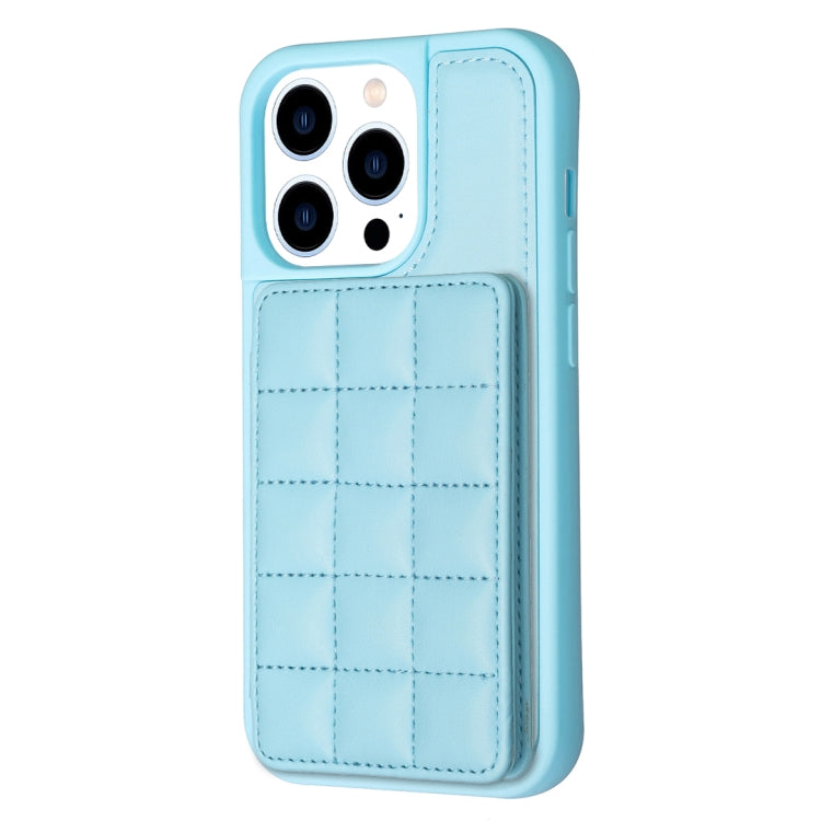 For iPhone 15 Pro Grid Card Slot Holder Phone Case(Blue) - HoMEdemic™ 