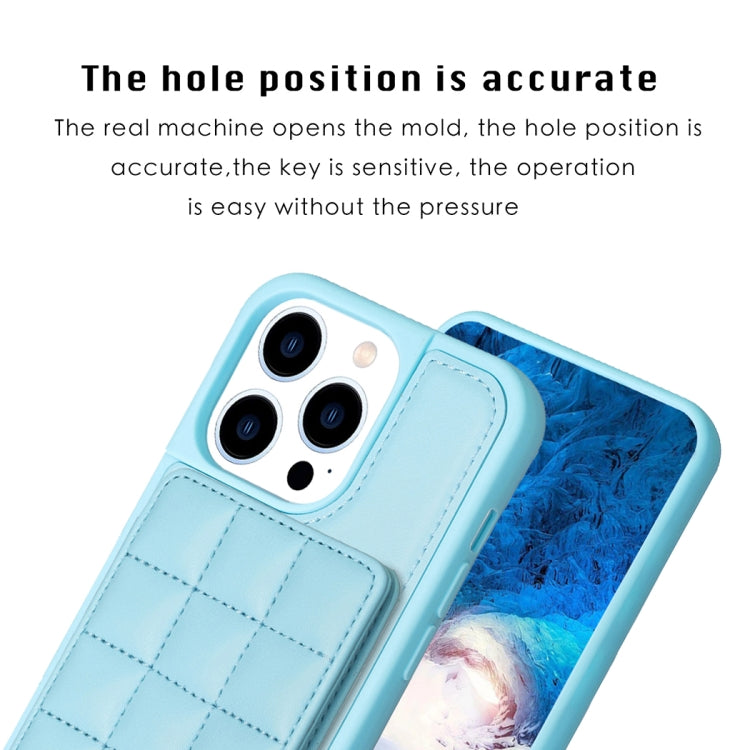 For iPhone 15 Pro Grid Card Slot Holder Phone Case(Blue) - HoMEdemic™ 