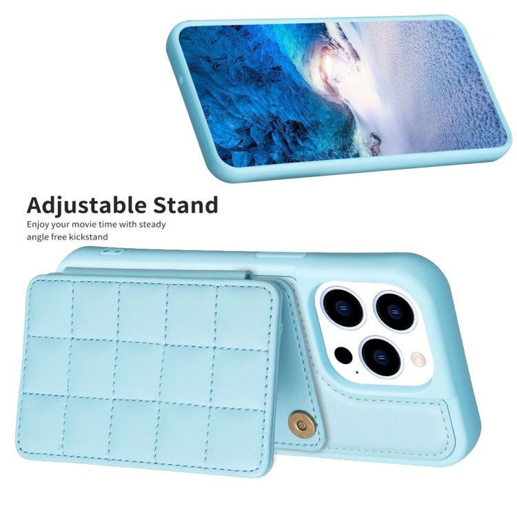 For iPhone 15 Pro Grid Card Slot Holder Phone Case(Blue) - HoMEdemic™ 
