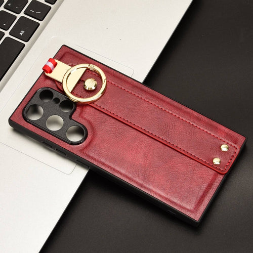 For Samsung Galaxy S24 Ultra 5G Wristband Leather Back Phone Case(Red) - HoMEdemic™ 