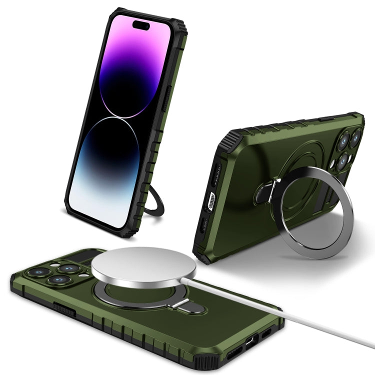 For iPhone 15 Pro MagSafe Magnetic Holder Phone Case(Green) - HoMEdemic™ 