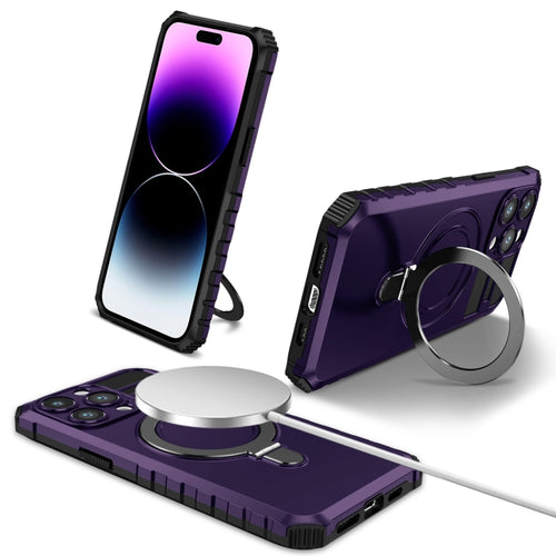 For iPhone 15 Pro Max MagSafe Magnetic Holder Phone Case(Purple) - HoMEdemic™ 