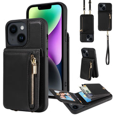 Crossbody Lanyard Zipper Wallet Leather Phone Case, For iPhone 14 Plus, For iPhone 14, For iPhone 14 Pro, For iPhone 14 Pro Max - HoMEdemic™ 
